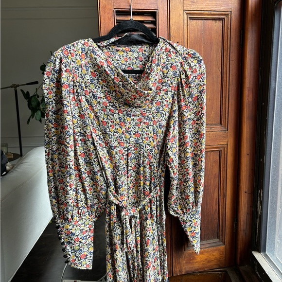 Doen Nanette Dress in Zelda Floral 1940s Style Bias Cut Midi Dress - Picture 6 of 11